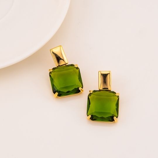 Aretes colgantes de cristal baño 18k