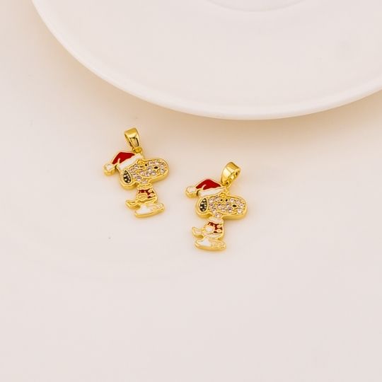 Dije de Snoopy navideño en micropave