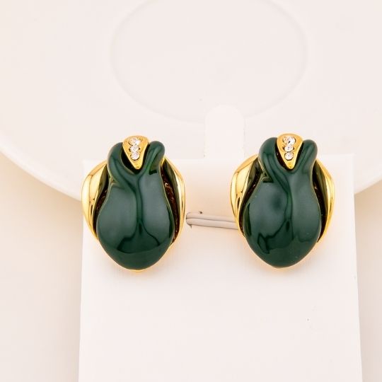 Aretes stud de tulipan baño 18k