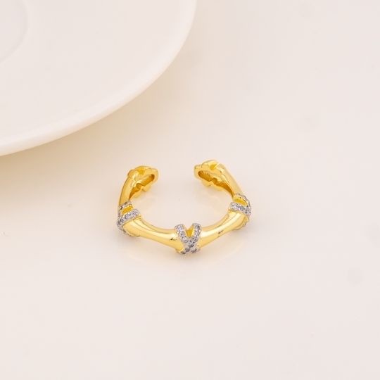 Anillo ajustable con zirconias baño 18k