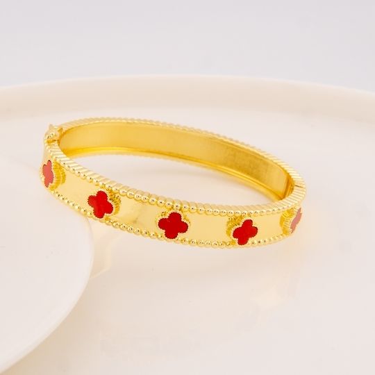 Brazalete de trebol baño 18k