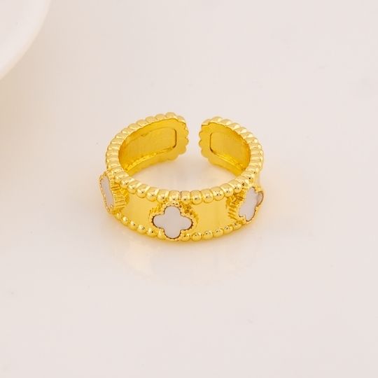 Anillo ajustable de trebol baño 18k