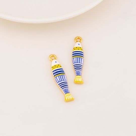 Dije pez esmaltado baño 18k