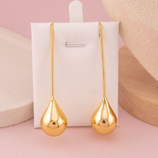 Aretes de gota solidos baño 18k