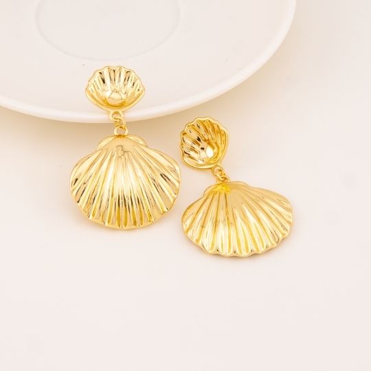Aretes colgantes veraniegos baño 18k