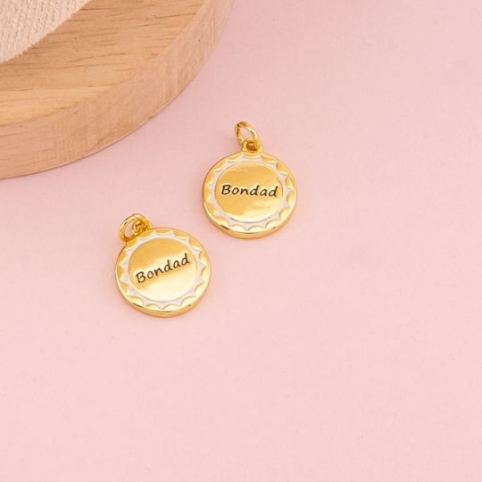 Dije redondo frutos del espíritu (BONDAD) baño 18k
