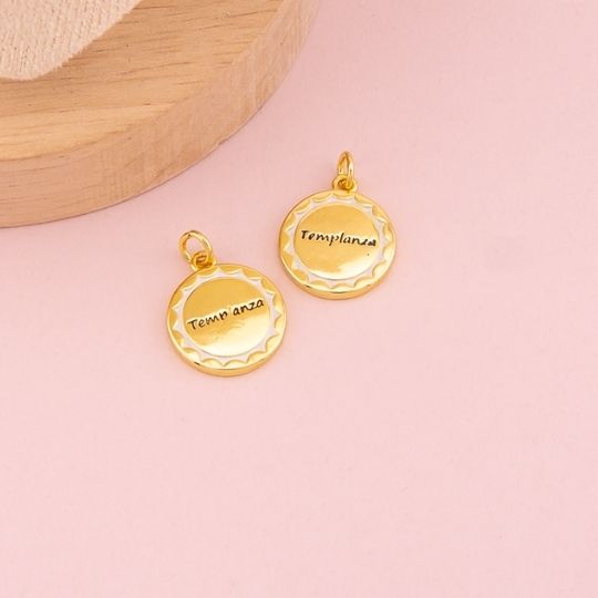 Dije redondo frutos del espíritu (TEMPLANZA) baño 18k