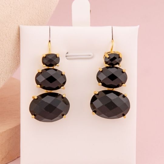 Aretes con piedra semi preciosa baño 18k