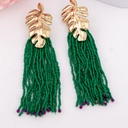 Aretes de hoja colgantes baño 18k verdes