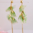 Aretes colgantes baño 18k verdes