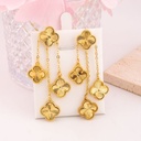 Aretes colgantes de trebol baño 18k