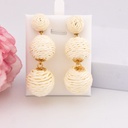 Aretes de rafia colgantes baño 18k blancos