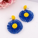 Aretes rafia de flor baño 18k azul
