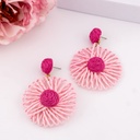 Aretes rafia de flor baño 18k rosa