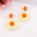 Aretes rafia de flor baño 18k blanca