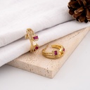 Aretes hoop con zirconia fusia pin de plata baño 18k