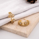 Aretes hoop con zirconia pin de plata baño 18k