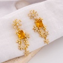 Aretes colgantes con zirconia baño 18k