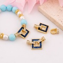 Broche cuadrado azul con micropave baño 18k