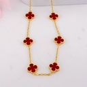 Collar de trebol baño 18k rojo