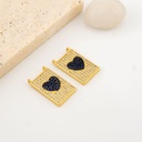  Dije medalla de corazon en micropave color azul baño 18k