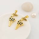  Dije navideño reno con zirconias negras micropave con baño 18k