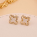 ARETES TREBOL BAÑO 18K