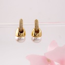 Aretes colgantes de perlas baño 18k