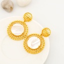 Aretes colgantes con madre perla baño 18k pin de plata