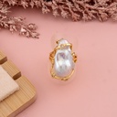Anillo ajustable de perla barroca baño 18k