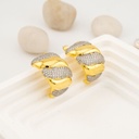 Aretes stud dos tonos con zirconias baño 18k