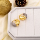 Argollas doble tono con zirconias baño 18k