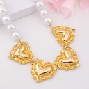 Collar de corazones con perlas baño 18k
