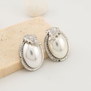 Aretes stud con perla con hoja baño 18k pin de plata