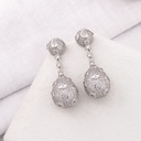 Aretes colgantes con zirconia pin de plata baño 18k