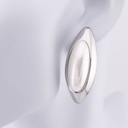Aretes chunky con perla baño 18k plateado