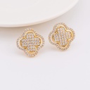Aretes trebol con zirconias y baño 18k