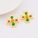 Aretes cruz con zirconias multicor BAÑO 18K