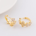 Aretes trebol con zirconias y enamel blanco baño 18k