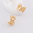 Aretes argolla C Flor dorado con zirconia baño 18K