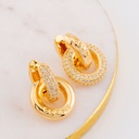 Aretes asimetricos argollas con zirconias baño 18k