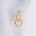 Aretes doble uso corazon y zirconia baño 18k