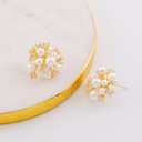 Aretes con perlas y zirconia baño 18k