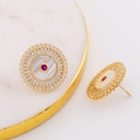 Aretes stud zirconias y madre perla pin de plata baño 18k