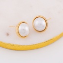 Aretes stud con perla baño 18k pin de plata dorados