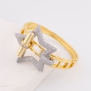 Pulsera estilo brazalete chunky doble tono en forma de estrella con zirconias baño 18k