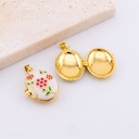 Dije relicario ovalado decoracion de flor, esmaltado con baño 18k