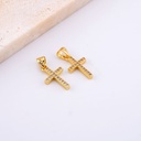 Dije micropave en forma de cruz con baño 18k- Religioso
