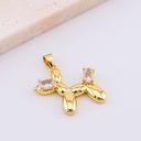 Dije micropave en forma de perro globo con baño 18k