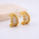 Aretes C hoop con zirconias baño 18k pin de plata